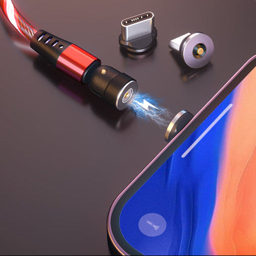LED magnetic charging cable with flowing light design